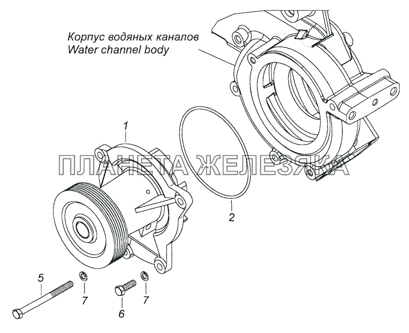 740.63-1307005 Установка водяного насоса КамАЗ-6520 (Euro-2, 3)